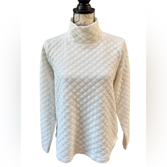 J. Crew Quilted Mockneck Pullover Women’s Small Ivory Top - Picture 2 of 10